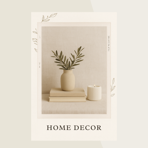 Neutral beige home decor setup with ceramic vase and books — Home Decor category